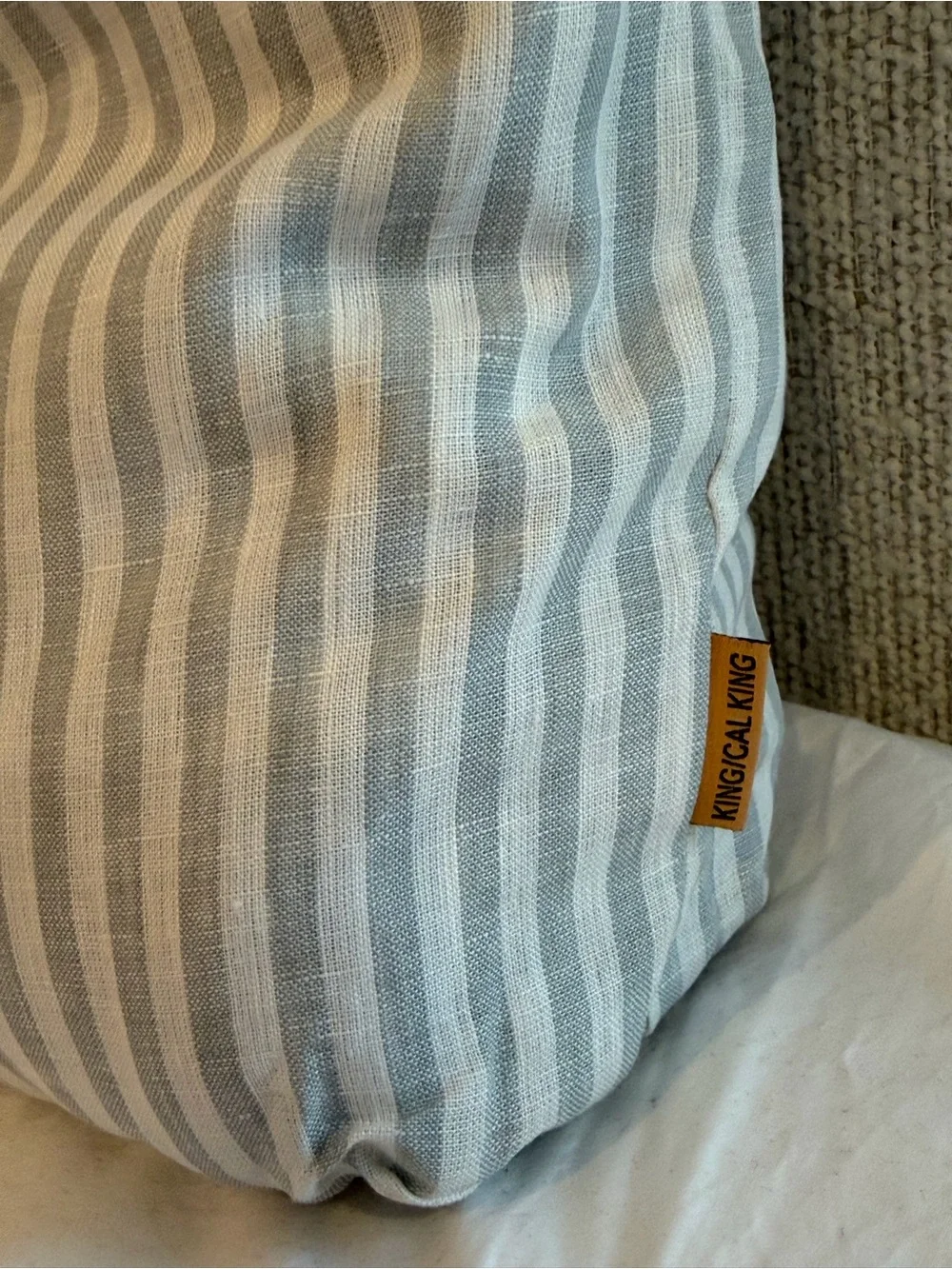 Quince European Linen Duvet Cover Set King / Cal King Mist/White Stripe